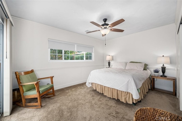 7028 E Parkcrest St, Long Beach, CA 90808 - bedroom featuring carpet floors, crown molding, and ceiling fan
