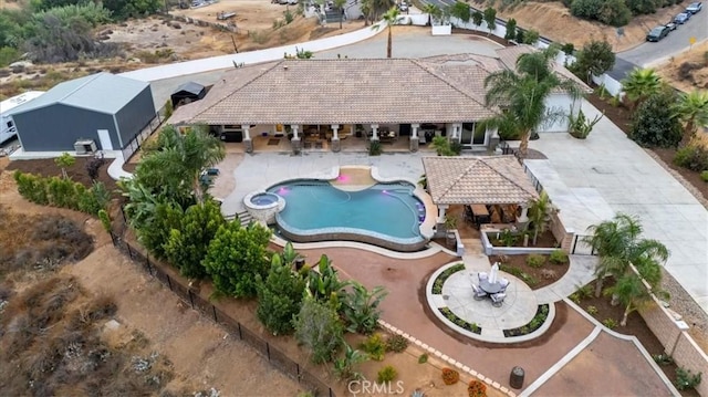 17180 Mockingbird Canyon Rd, Riverside, CA 92504 - aerial view of property and surrounding area featuring a pool area