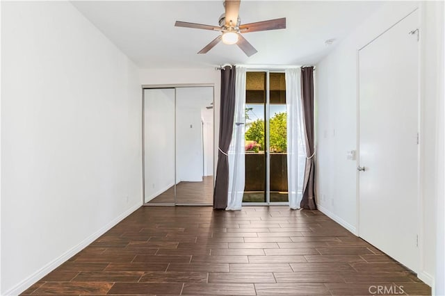 5151 Balboa Blvd Unit 104, Encino, CA 91316 - unfurnished bedroom featuring access to exterior, wood tiled floors, and ceiling fan