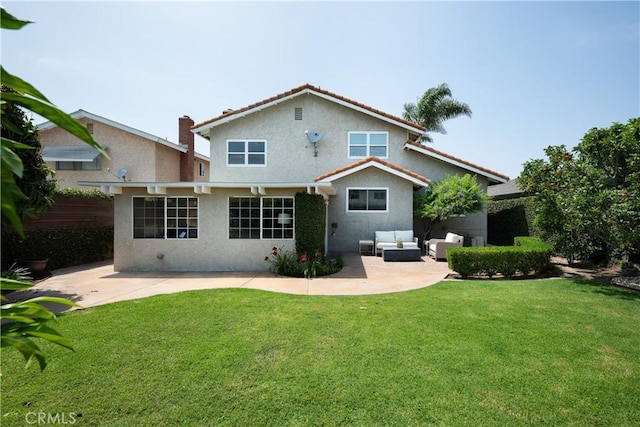 5302 Bryant Cir, Westminster, CA 92683 - rear view of property featuring an outdoor living space, a patio, stucco siding, and a yard