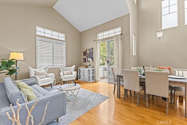 74 Garrison Loop, Ladera Ranch, CA 92694 - living area featuring high vaulted ceiling and wood finished floors