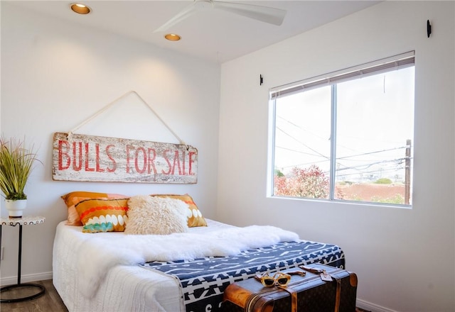3311 Carolina S, San Pedro, CA 90731 - bedroom with wood finished floors, a ceiling fan, and recessed lighting