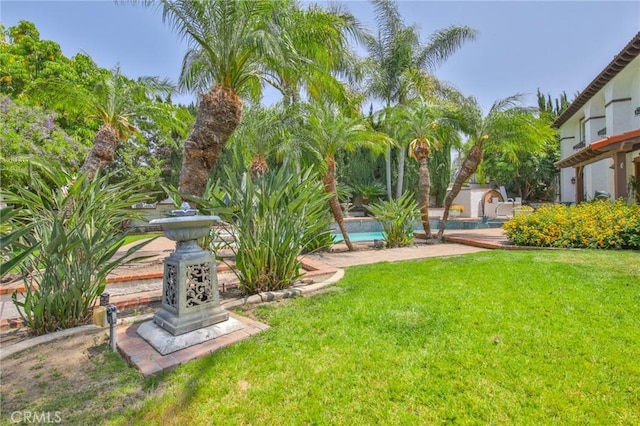 7680 E Eucalyptus Way, Anaheim Hills, CA 92808 - view of green lawn with an outdoor pool