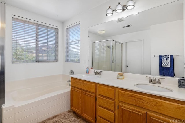 4722 Regatta Ln, San Diego, CA 92154 - bathroom with a shower stall, a bath, and double vanity