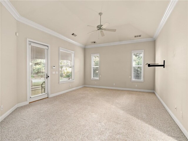 6660 N St Catherine Ct, Fresno, CA 93711 - carpeted empty room featuring crown molding and ceiling fan