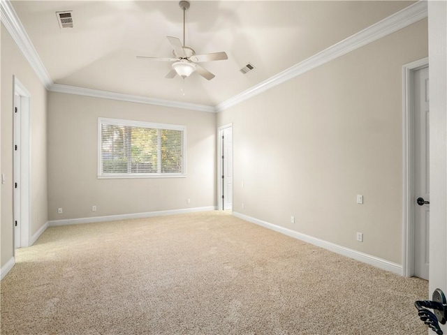 6660 N St Catherine Ct, Fresno, CA 93711 - unfurnished room with ornamental molding, ceiling fan, and light carpet