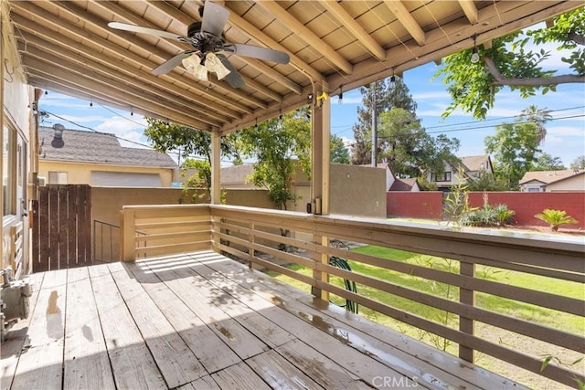 3007 Park Way, Bakersfield, CA 93304 - deck featuring a fenced backyard and ceiling fan