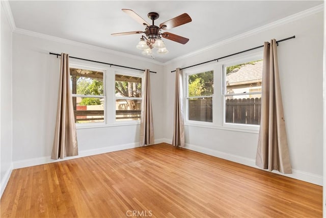 3007 Park Way, Bakersfield, CA 93304 - empty room with plenty of natural light, light wood-style flooring, ceiling fan, and crown molding