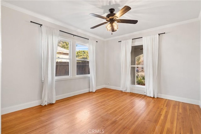 3007 Park Way, Bakersfield, CA 93304 - spare room with light wood-style floors, a ceiling fan, and ornamental molding