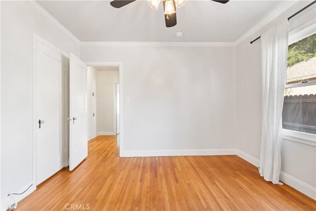 3007 Park Way, Bakersfield, CA 93304 - empty room with a ceiling fan, light wood-type flooring, and crown molding