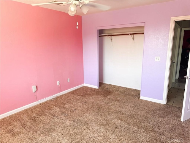 6025 Abronia Ave Unit 29, Palms, CA 92277 - unfurnished bedroom with carpet flooring, a closet, and a ceiling fan