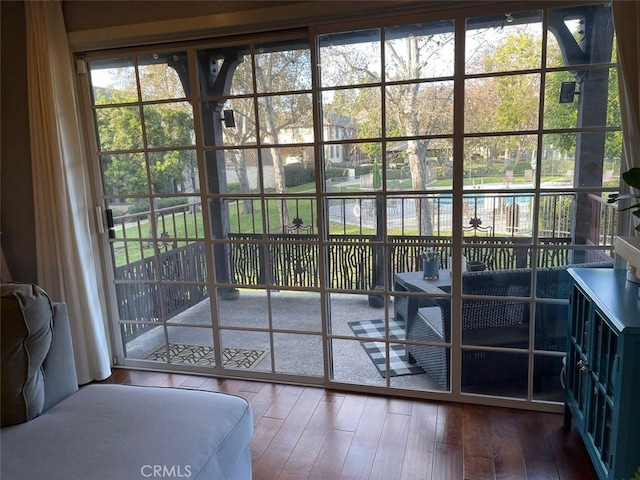 3641 S Bear St Unit F, Santa Ana, CA 92704 - entryway with hardwood / wood-style floors