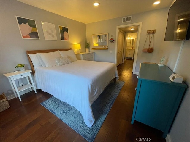 3641 S Bear St Unit F, Santa Ana, CA 92704 - bedroom featuring dark wood-style floors and recessed lighting
