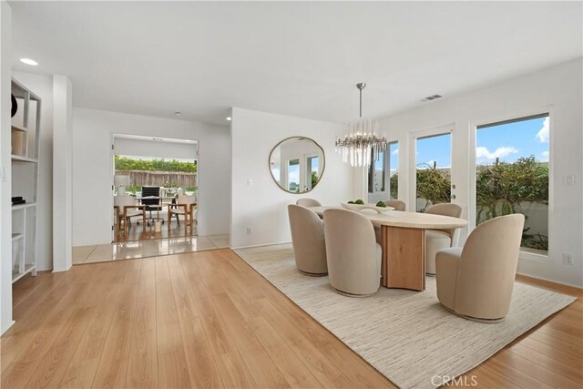 32512 Seven Seas Dr, Dana Point, CA 92629 - dining room with a chandelier, light wood-type flooring, and recessed lighting