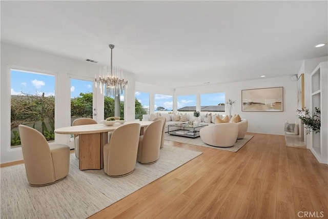 32512 Seven Seas Dr, Dana Point, CA 92629 - dining space with a chandelier, light wood-style flooring, and recessed lighting