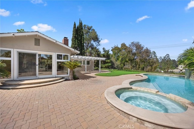 1016 N Highland Ave, Fullerton, CA 92835 - view of swimming pool with a patio, a pergola, and a pool with connected hot tub