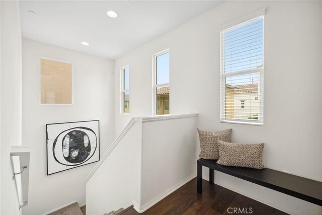 135 Acamar, Irvine, CA 92618 - stairs featuring wood finished floors and recessed lighting