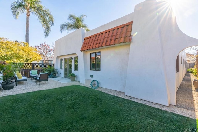 4280 Trias St, San Diego, CA 92103 - rear view of property with a tiled roof, stucco siding, and a patio area