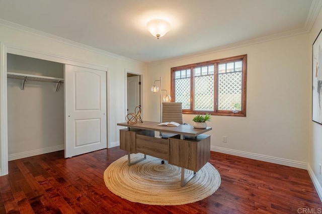 4280 Trias St, San Diego, CA 92103 - office area featuring dark wood-style flooring and ornamental molding