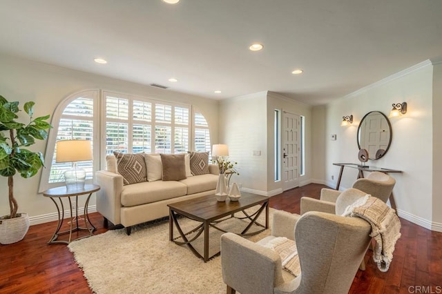 4280 Trias St, San Diego, CA 92103 - living area with ornamental molding, recessed lighting, and wood finished floors