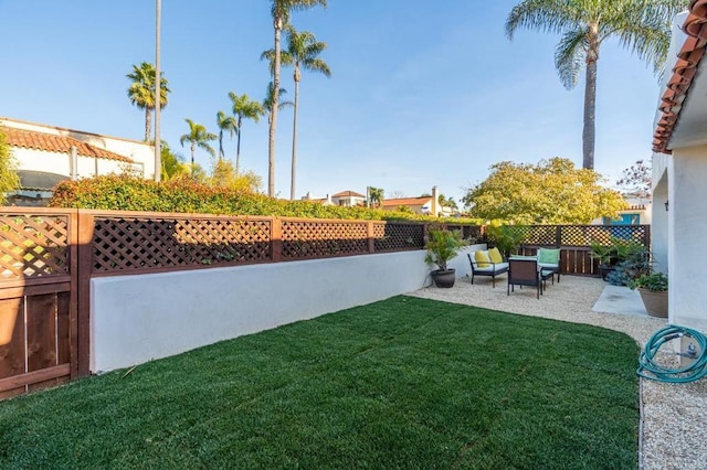 4280 Trias St, San Diego, CA 92103 - fenced backyard with a patio area and an outdoor hangout area