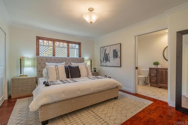 4280 Trias St, San Diego, CA 92103 - bedroom with crown molding, wood finished floors, and ensuite bath
