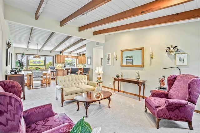 1440 8th St, Manhattan Beach, CA 90266 - living area with light colored carpet and wooden ceiling