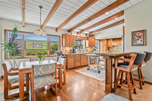 1440 8th St, Manhattan Beach, CA 90266 - dining space featuring wood ceiling and light wood-type flooring