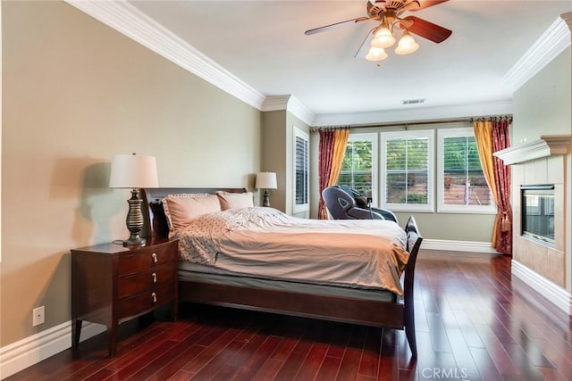 3820 Bidwell Dr, Yorba Linda, CA 92886 - bedroom featuring ornamental molding, wood finished floors, and ceiling fan