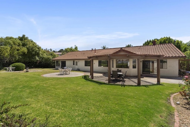 2221 Cortina Cir, Escondido, CA 92029 - back of house featuring a tile roof, a patio, and a lawn
