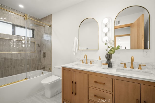 4016 Old Topanga Canyon Rd, Calabasas, CA 91302 - full bath with double vanity and shower / bath combination with glass door