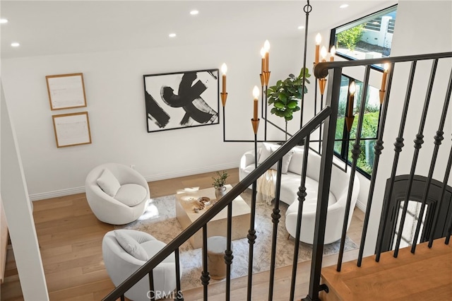 4016 Old Topanga Canyon Rd, Calabasas, CA 91302 - stairs featuring recessed lighting and wood finished floors
