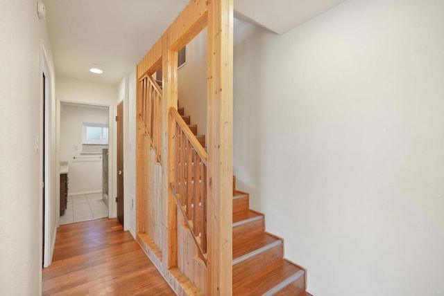 5884 Redondo Dr, Bonsall, CA 92003 - stairway with wood finished floors and recessed lighting