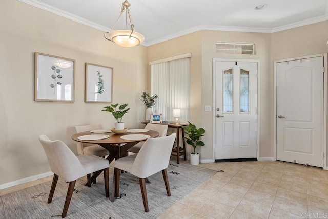 12737 Savannah Creek Dr Unit 280, San Diego, CA 92128 - dining space with crown molding and light tile patterned floors
