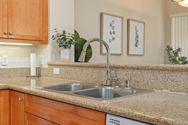 12737 Savannah Creek Dr Unit 280, San Diego, CA 92128 - kitchen featuring light countertops, backsplash, brown cabinetry, and dishwasher