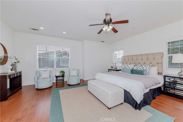8647 Belmont St, Cypress, CA 90630 - bedroom with wood finished floors, recessed lighting, and ceiling fan