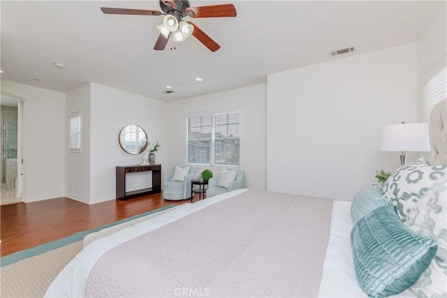 8647 Belmont St, Cypress, CA 90630 - bedroom featuring wood finished floors, recessed lighting, and a ceiling fan