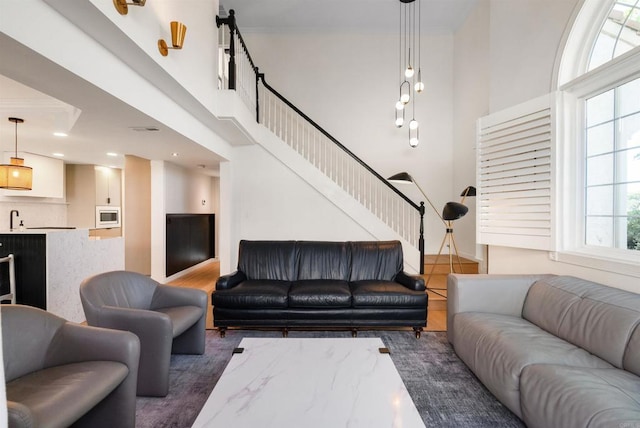 750 Breeze Hill Rd Unit 112, Vista, CA 92081 - living room with stairs and a high ceiling