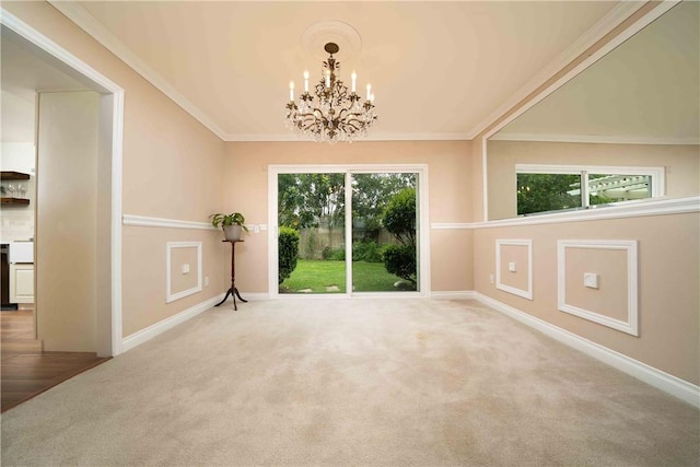 2527 Gibbons St, El Cajon, CA 92020 - carpeted empty room featuring a chandelier and crown molding