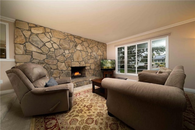 2527 Gibbons St, El Cajon, CA 92020 - living room featuring ornamental molding and a fireplace