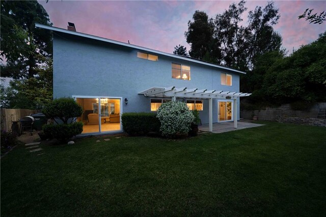 2527 Gibbons St, El Cajon, CA 92020 - rear view of property featuring a pergola, a patio area, stucco siding, and a chimney