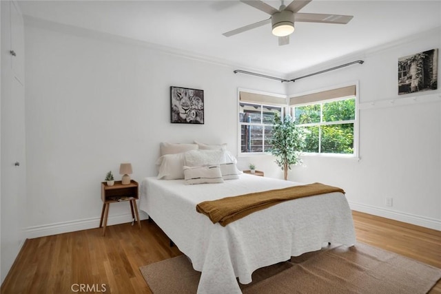 1000 N Chester Ave, Pasadena, CA 91104 - bedroom featuring wood finished floors, ceiling fan, and ornamental molding