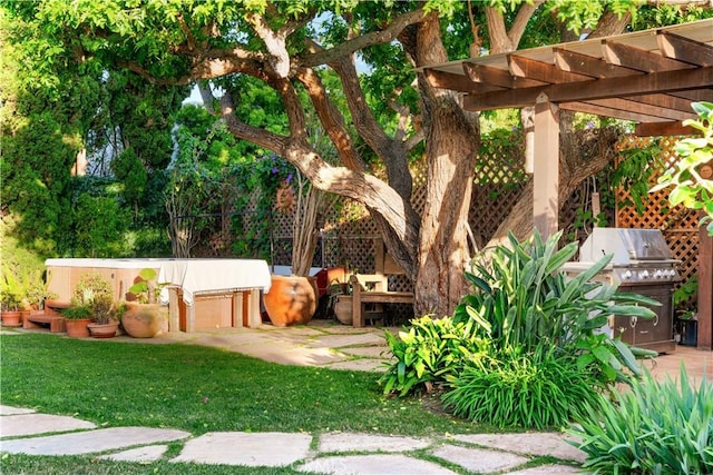 4260 Mcconnell Blvd, Los Angeles, CA 90066 - view of grassy yard featuring a pergola and a patio