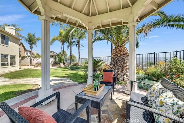 1411 W Boros Ct, La Habra, CA 90631 - fenced backyard with a gazebo, outdoor lounge area, and a patio area