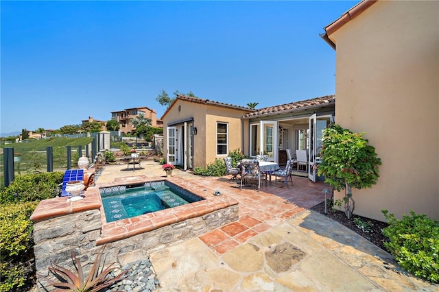 15 Sarteano Dr, Newport Coast, CA 92657 - view of pool with a patio, an in-ground hot tub, and outdoor dining area