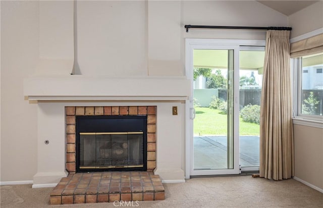 1144 Jasmine St, Redlands, CA 92374 - detailed view of carpet floors and a brick fireplace