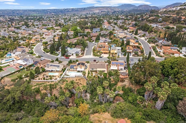 6034 Wenrich Dr, San Diego, CA 92120 - aerial view of property and surrounding area with mountains and nearby suburban area