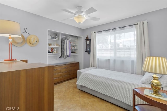 21845 Tumbleweed Cir, Lake Forest, CA 92630 - bedroom featuring light tile patterned floors, a closet, and ceiling fan