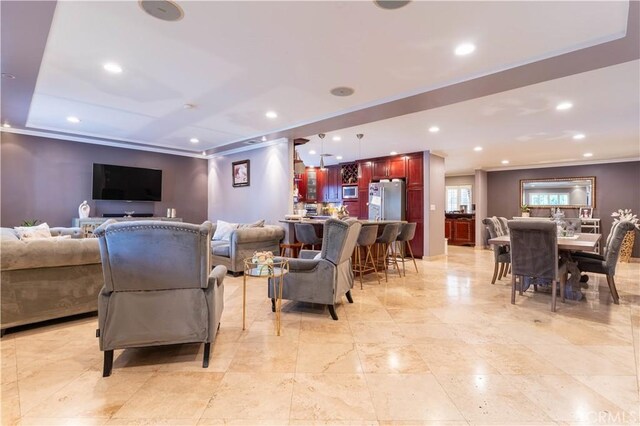 13837 Sylvan St, Valley Glen, CA 91401 - living room with recessed lighting and ornamental molding