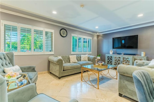 13837 Sylvan St, Valley Glen, CA 91401 - living room with ornamental molding, plenty of natural light, and recessed lighting